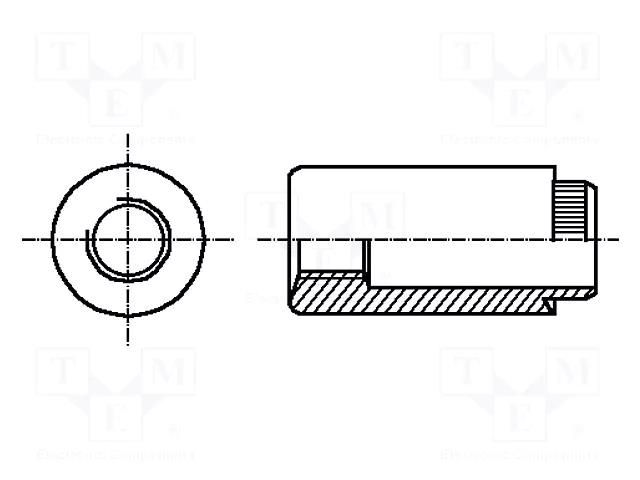 Insert nut; round; M3; steel; Plating: zinc; 2mm; BN 3308; push-on BOSSARD B3X5/BN3308