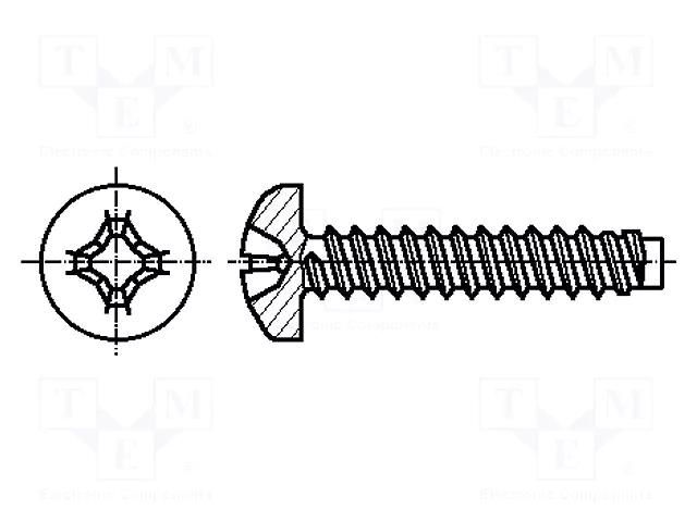 Screw; for metal; 3.5x6.5; Head: cheese head; Phillips; PH2; zinc BOSSARD B3.5X6.5/BN33