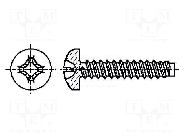 Screw; for metal; 3.5x6.5; Head: cheese head; Phillips; PH2; zinc BOSSARD B3.5X6.5/BN33