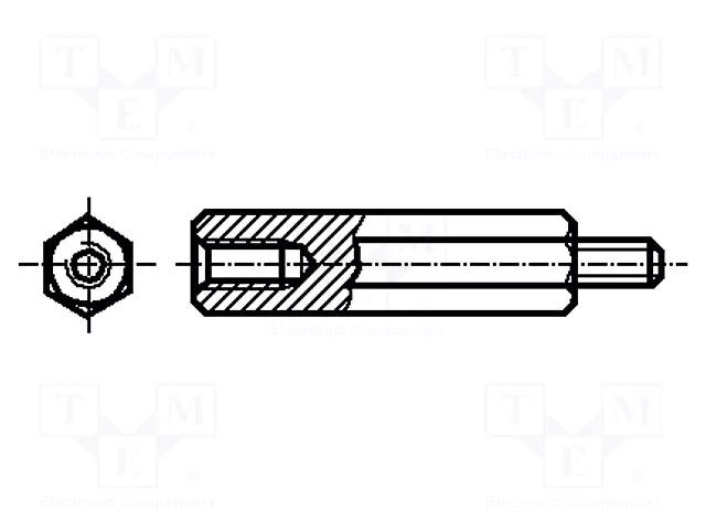 Screwed spacer sleeve; polyamide; M3; M3; 40mm; black BOSSARD B3X40/BN7375