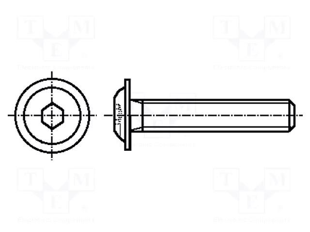 Screw; with flange; M4x25; 0.7; Head: button; hex key; HEX 2.5mm BOSSARD B4X25/BN11252