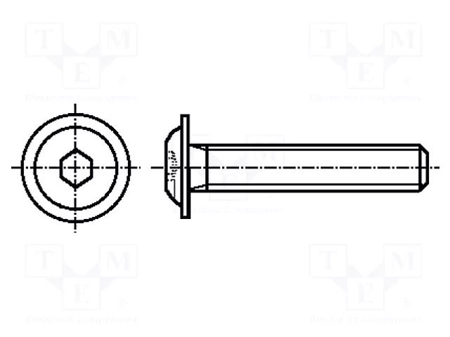 Screw; with flange; M6x8; 1; Head: button; hex key; HEX 4mm; steel BOSSARD B6X8/BN11252