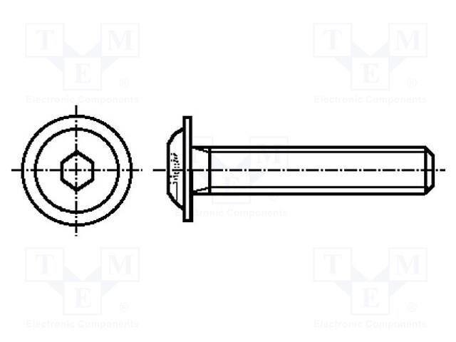 Screw; with flange; M6x16; 1; Head: button; hex key; HEX 4mm; steel BOSSARD B6X16/BN11252