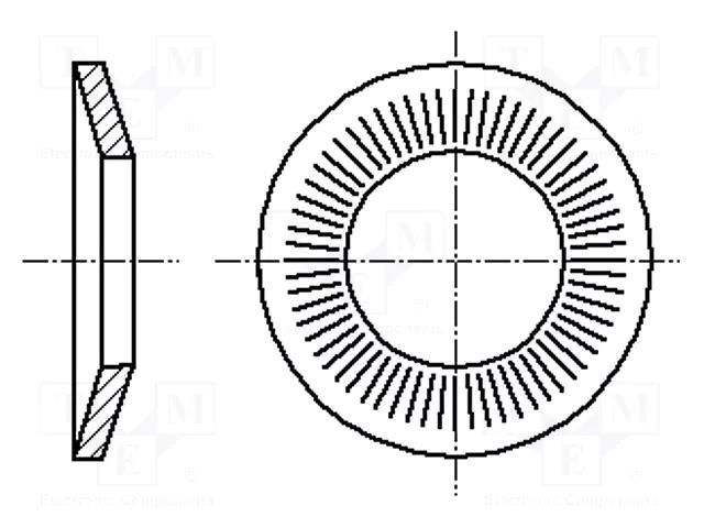 Washer; conical; M3; D=8mm; h=1mm; A2 stainless steel; BN 2332 BOSSARD B3/BN2332