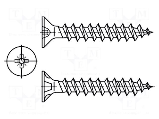 Screw; for chipboard; 3x12; Head: countersunk; Pozidriv; PZ1; steel BOSSARD B3X12/BN1218