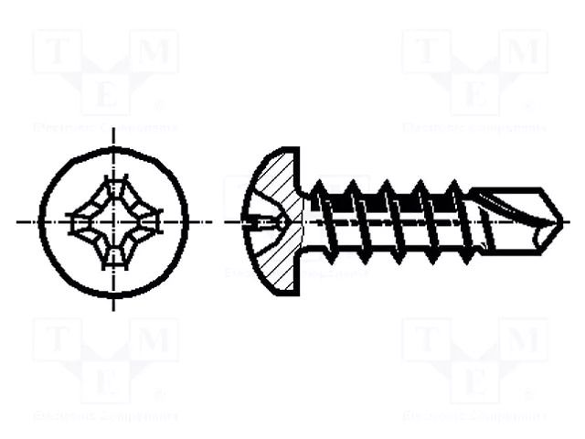 Screw; 2.9x9.5; Head: cheese head; Phillips; PH2; steel; zinc BOSSARD B2.9X9.5/BN1878