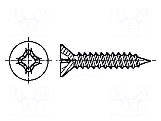 Screw; 2.9x6.5; Head: countersunk; Phillips; PH1; ISO 7050 KRAFTBERG K2.9X6.5/D7982C-A4