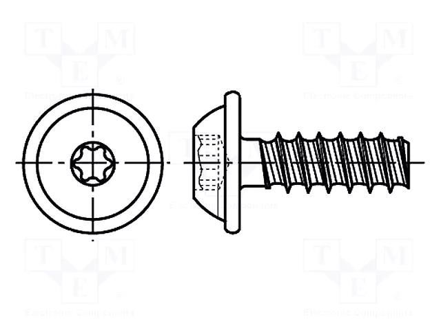 Screw; for plastic; 6x20; Head: button; Torx® PLUS; 30IP; steel BOSSARD B6X20/BN20040