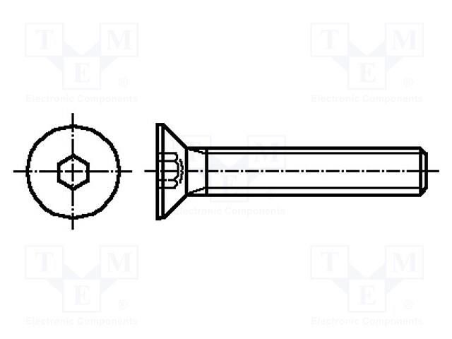 Screw; M6x16; 1; Head: countersunk; hex key; HEX 4mm; DIN 7991 BOSSARD B6X16/BN616
