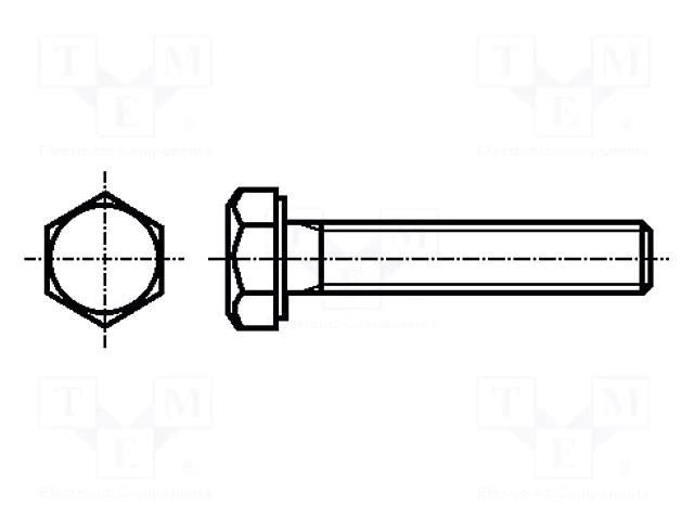 Screw; M8x30; 1.25; Head: hexagonal; A2 stainless steel; DIN 933 KRAFTBERG M8X30/D933-A2