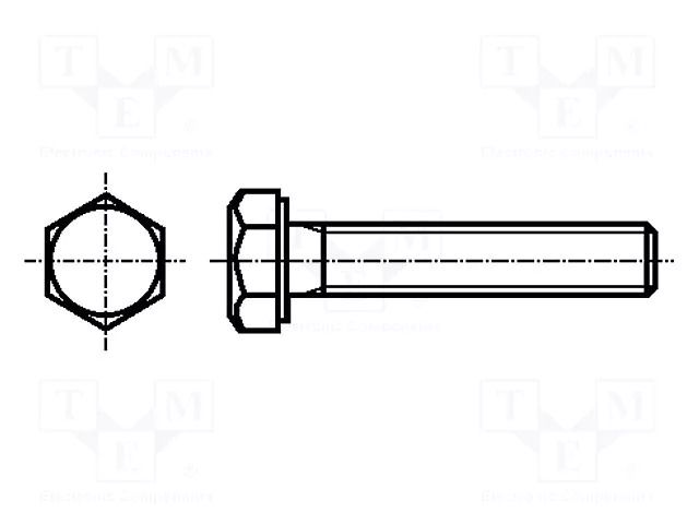 Screw; M5x40; 0.8; Head: hexagonal; acid resistant steel A4 KRAFTBERG M5X40/D933-A4