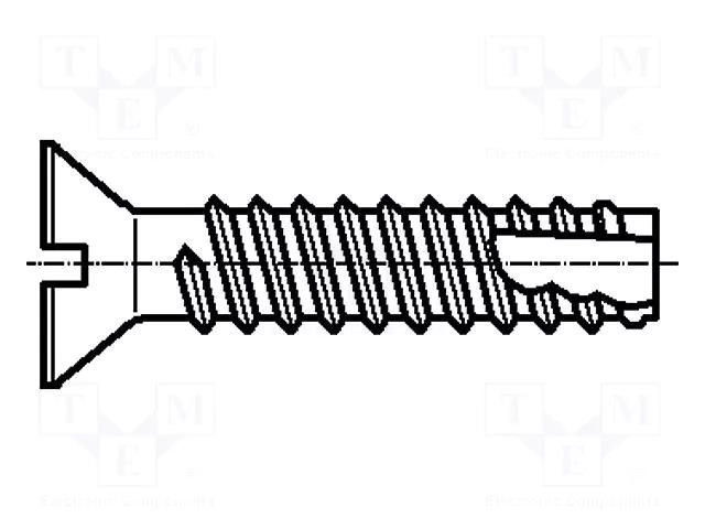 Screw; 3.5x9.5; Head: countersunk; slotted; 1mm; hardened steel BOSSARD B3.5X9.5/BN1015