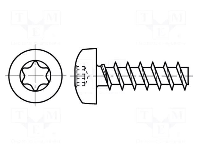 Screw; 4x12; Head: cheese head; Torx®; TX20; A2 stainless steel BOSSARD B4X12/BN15858