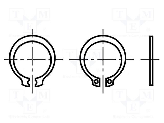 Circlip; spring steel; Shaft dia: 3.8mm; BN 818; Ring: external BOSSARD B4/BN818