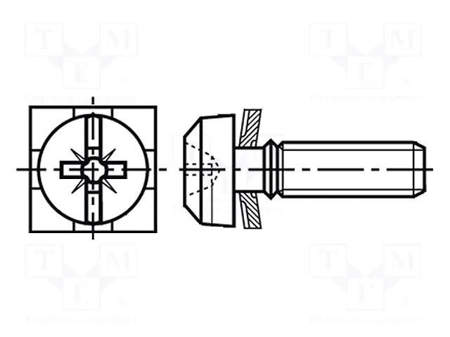 Screw; with washer; M3x6; 0.5; Pozidriv,slotted; PZ1,0.6mm; steel BOSSARD B3X6/BN20218