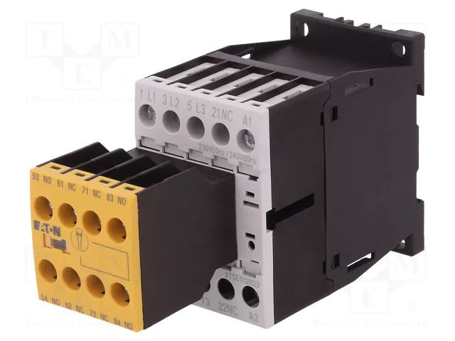 Contactor: 3-pole; NO x3; Auxiliary contacts: NC x3,NO x2; 12A EATON ELECTRIC DILMS12-23-230VAC