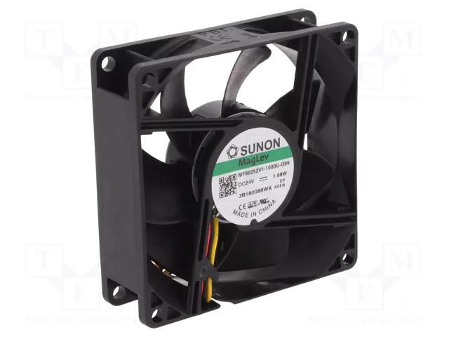 Fan: DC; axial; 24VDC; 80x80x25mm; 69.29m3/h; 33dBA; Vapo; 3200rpm SUNON MF80252V1-G99-A