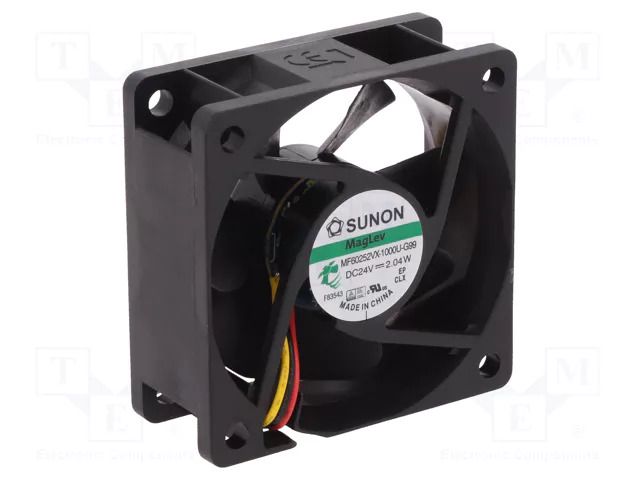 Fan: DC; axial; 24VDC; 60x60x25mm; 45.63m3/h; 27dBA; Vapo; 5200rpm SUNON MF60252VX-G99-A