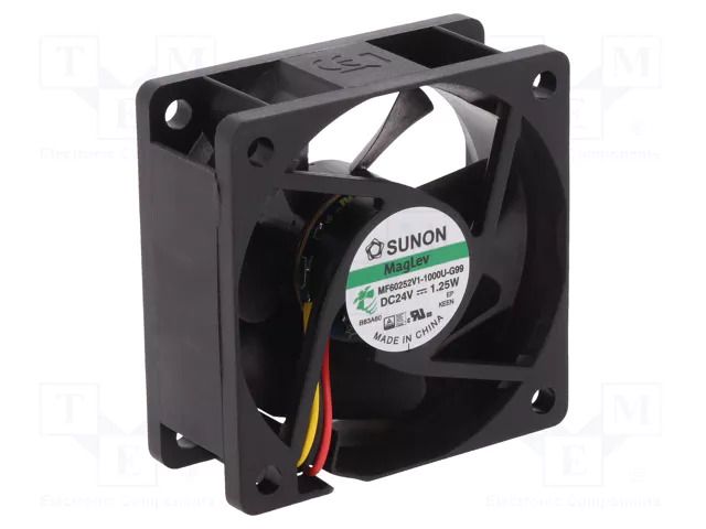 Fan: DC; axial; 24VDC; 60x60x25mm; 39.72m3/h; 27dBA; Vapo; 4500rpm SUNON MF60252V1-G99-A