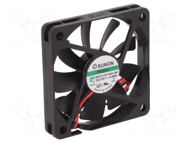 Fan: DC; axial; 12VDC; 60x60x10mm; 24.17m3/h; 25dBA; Vapo; 3500rpm SUNON MF60101V2-A99-A