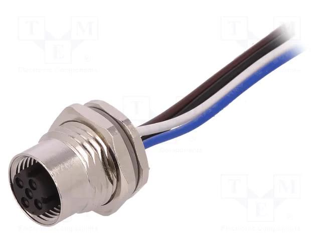 Connector: M12; socket; PIN: 4; female; D code-Ethernet; cables TE Connectivity T4171110504-002