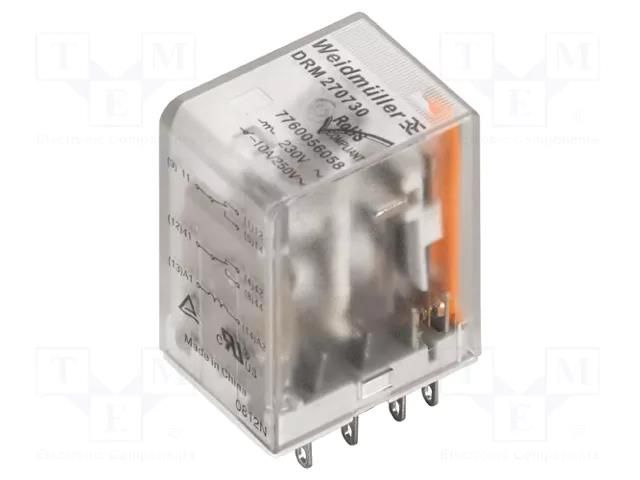 Relay: electromagnetic; 4PDT; Ucoil: 230VAC; Icontacts max: 5A WEIDMÜLLER DRM570730