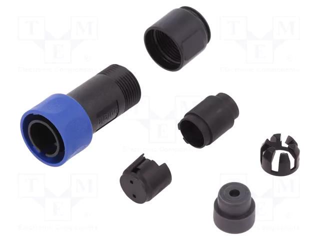 Connector: circular; plug; male; PIN: 2; w/o contacts; for cable BULGIN PXP4010/02P/3540