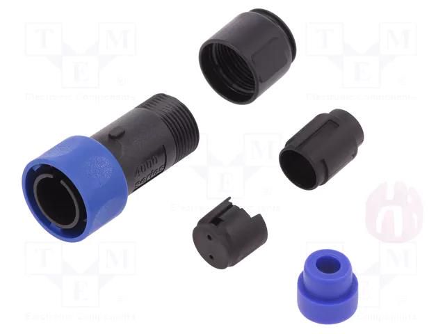 Connector: circular; plug; male; PIN: 2; w/o contacts; for cable BULGIN PXP4010/02P/5560