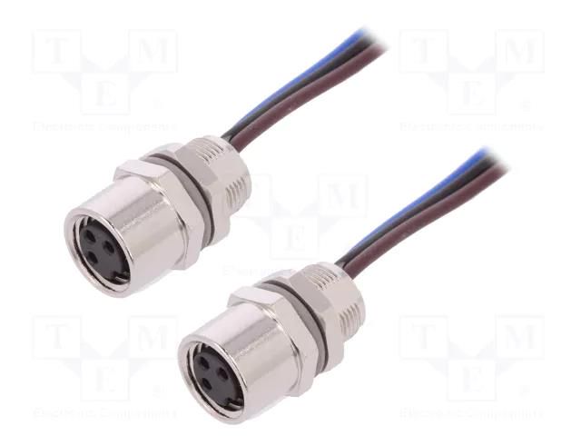 Connector: M8; Len: 0.2m; female; PIN: 3; socket; IP67; 60V TE Connectivity T4073014031-001