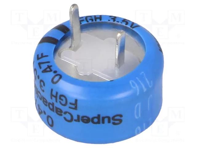 Supercapacitor; THT; 0.47F; 3.5VDC; -20÷80%; Body dim: Ø13x7.5mm KEMET FGH0V474ZF