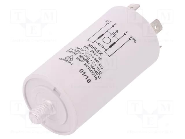 Filter: anti-interference; mains; 250VAC; Cx: 0.47uF; Cy: 10nF; 1mH MIFLEX FP-250/16