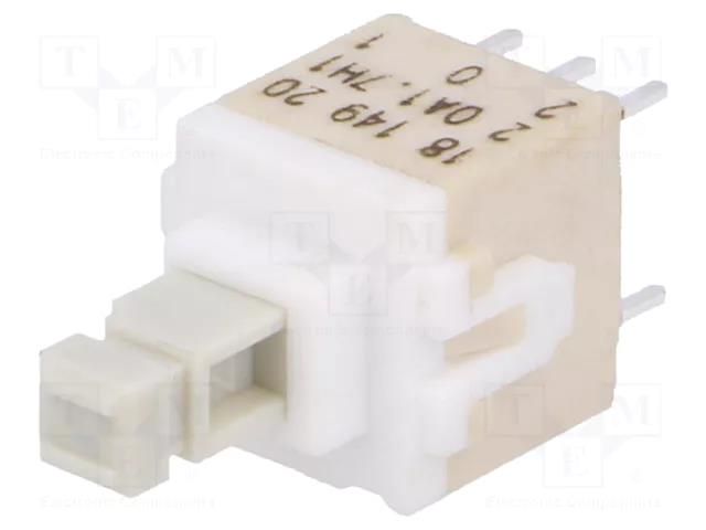 Switch: keypad; Pos: 2; DPDT; 0.1A/32VDC; white; none; THT; 1.7N; PVA C&K PVA2OAH11.7NV2