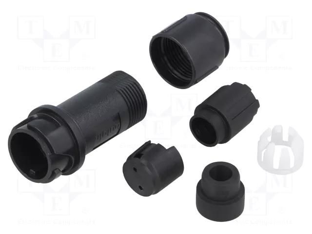 Connector: circular; plug; male; PIN: 2; w/o contacts; for cable BULGIN PXP4011/02P/6570