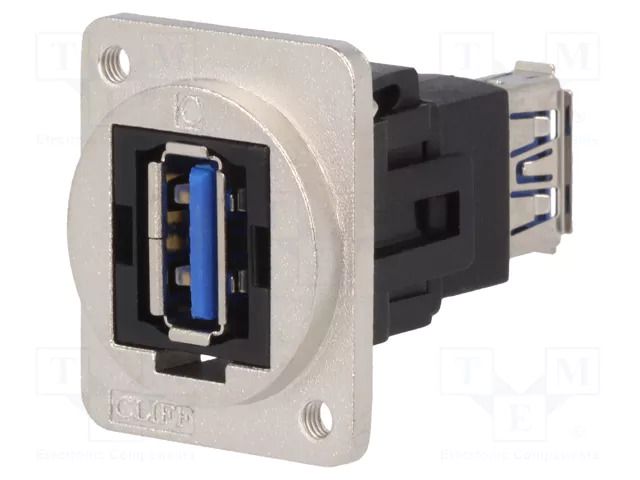 Coupler; USB A socket,both sides; FT; straight; USB 3.0; metal CLIFF CP30205NM3