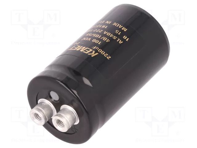 Capacitor: electrolytic; 2.2mF; 100VDC; Ø36x62mm; Pitch: 12.8mm KEMET ALS40A222DB100