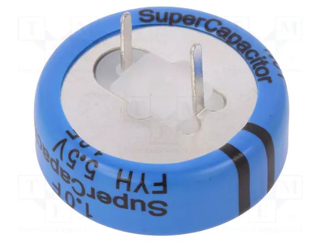 Supercapacitor; THT; 1F; 5.5VDC; -20÷80%; Body dim: Ø28.5x11mm KEMET FYH0H105ZF