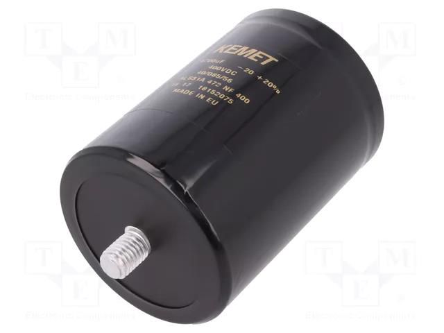 Capacitor: electrolytic; 4.7mF; 400VDC; Ø77x105mm; Pitch: 31.8mm KEMET ALS31A472NF400