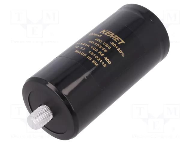Capacitor: electrolytic; 1mF; 400VDC; Ø51x105mm; Pitch: 22.2mm KEMET ALS41A102KF400