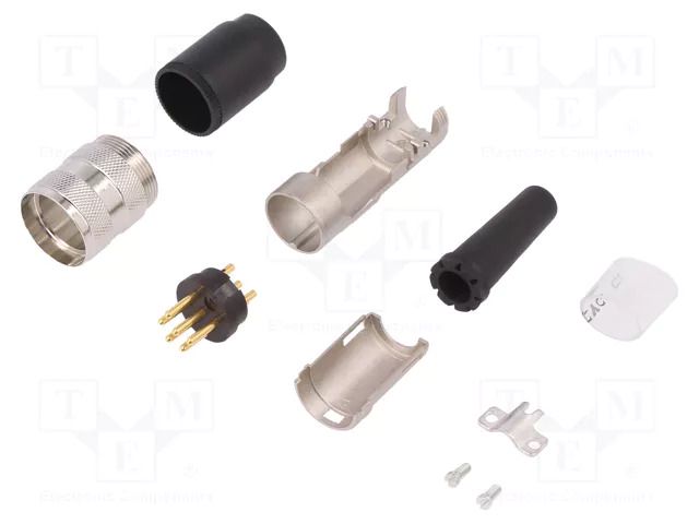 Connector: M16; plug; male; PIN: 6; 5A; 300V; C091A; soldering; IP40 AMPHENOL C091-T3400-018