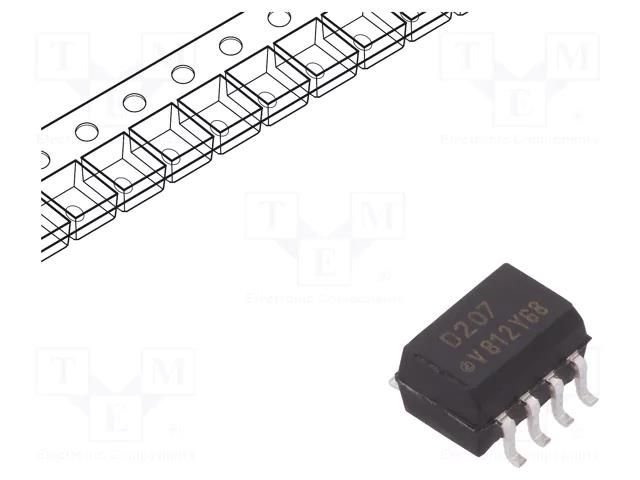 Optocoupler; SMD; Ch: 2; OUT: transistor; Uinsul: 5.3kV; Uce: 80V; SO8 VISHAY VOD207T