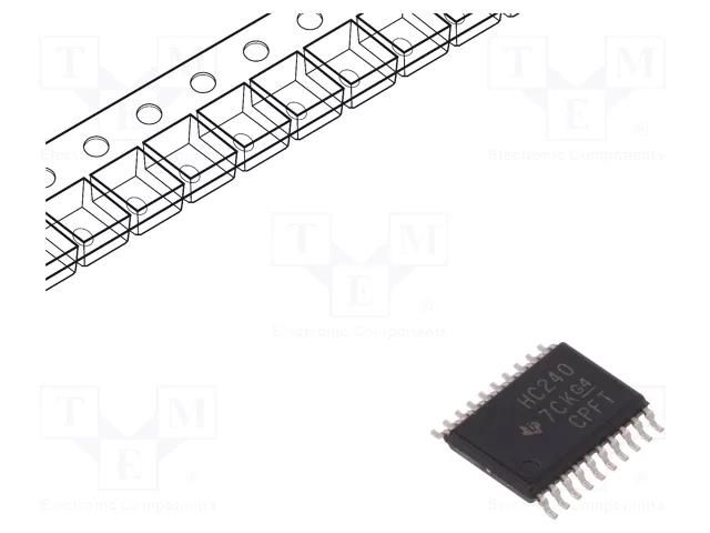 IC: digital; buffer,inverting,line driver; Ch: 8; SMD; TSSOP20 TEXAS INSTRUMENTS SN74HC240PWT