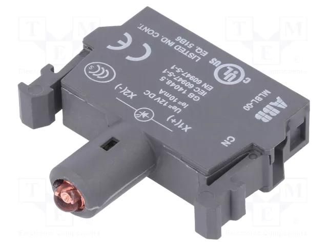 Illuminating unit; 22mm; Illumin: LED; front; red; 12VDC; 8÷15mA ABB MLBL-00R