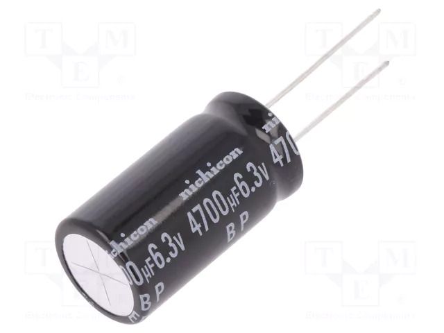 Capacitor: electrolytic; bipolar; THT; 4700uF; 6.3VDC; Ø12.5x20mm NICHICON UEP0J472MHD