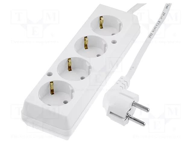 Extension lead; 3x1.5mm2; Schuko; Sockets: 4; PVC; white; Len: 1.5m JONEX PS-470S/1.5-1.5