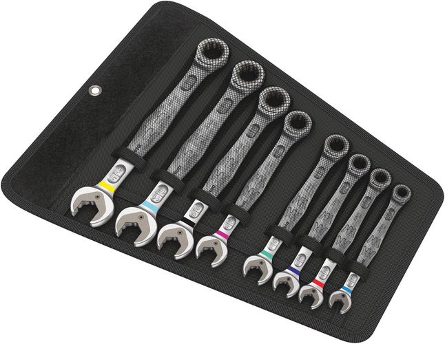 6000 Joker 8 Imperial Set 1 Ratcheting combination wrenches set, Imperial, 1 x 5/16"x144; 1 x 3/8x159; 1 x 7/16"x165.0; 1 x 1/2"x177; 1 x 9/16"x188; 1 x 5/8"x212; 1 x 11/16"x235; 1 x 3/4"x246, Wera 05020012001