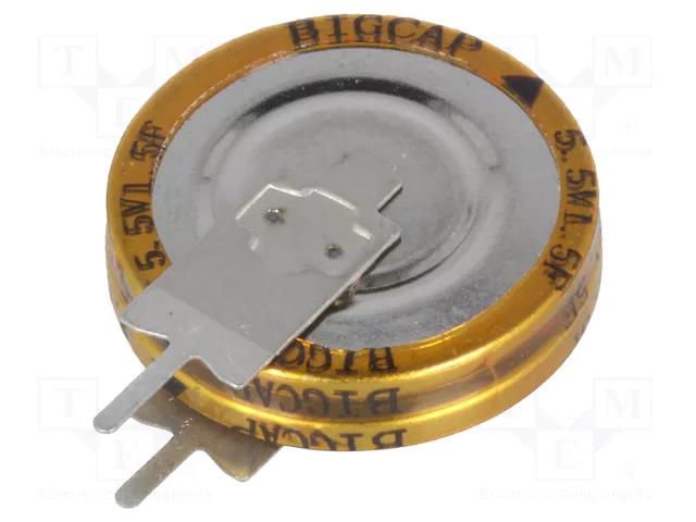 Supercapacitor; THT; 1.5F; 5.5VDC; ±20%; Ø19x20.5mm; -25÷70°C; EDLC BIGCAP BCEV-5.5V-1.5F