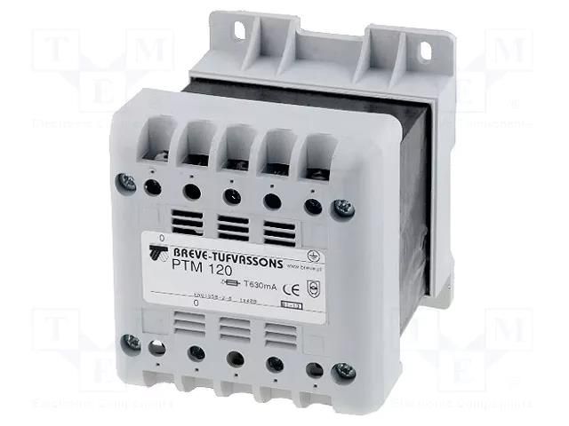 Transformer: mains; 120VA; 400VAC; 12V; Leads: terminal block; IP21 BREVE TUFVASSONS PTM120/400/12V
