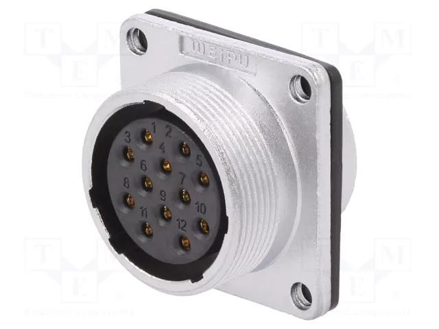 Socket; WS; female; PIN: 12; flange (4 holes),for panel mounting WEIPU WS24K12ZZ