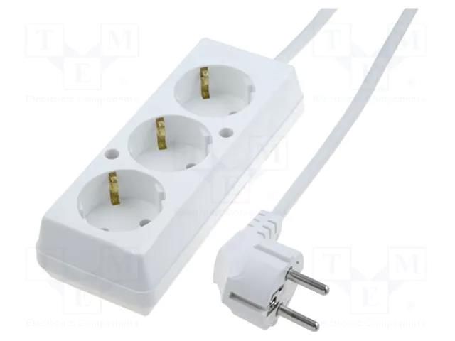 Extension lead; 3x1.5mm2; Schuko; Sockets: 3; PVC; white; Len: 10m JONEX PS-370S/1.5-10.0