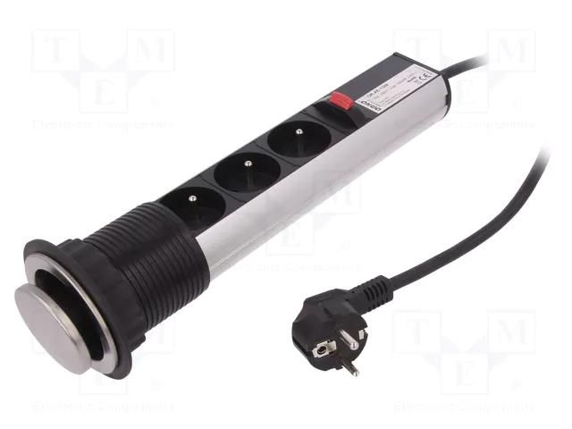 Plug socket strip: furniture; IP20; 16A; 3680W; steel; 250VAC ORNO OR-AE-1348